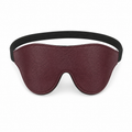 Burgundy padded blindfold with adjustable elastic strap on a clean white background.